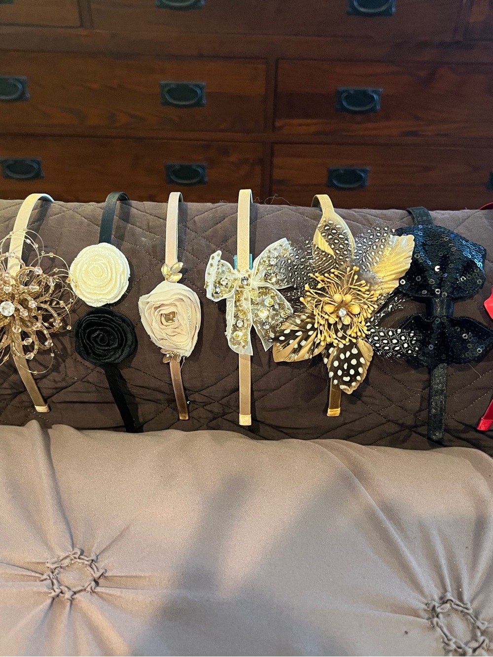Nordstrom Gold, Black & Cream Embellished Headband Set